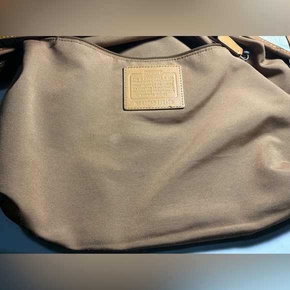 COACH 2 WAYS COATED CANVAS & LEATHER HOBO CROSS BODY SHOULDER HANDBAG - Picture 9 of 16